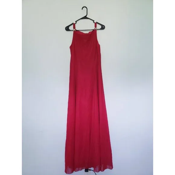 Betsy & Adam Womens 14 Formal Long Dress Red Gold Accent Sparkly Party FLAW - Picture 1 of 9